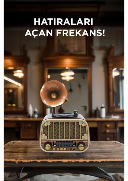 Torima Bluetooh Hoparlör Nostaljik Radyo AUX USB TF Destekli Speaker D76 Ahşap